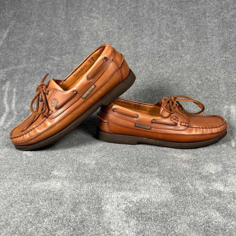 Mephisto Spinnaker Boat Shoes Tan Leather Mens 8 Deck Shoes Air-Relax 7223838074
